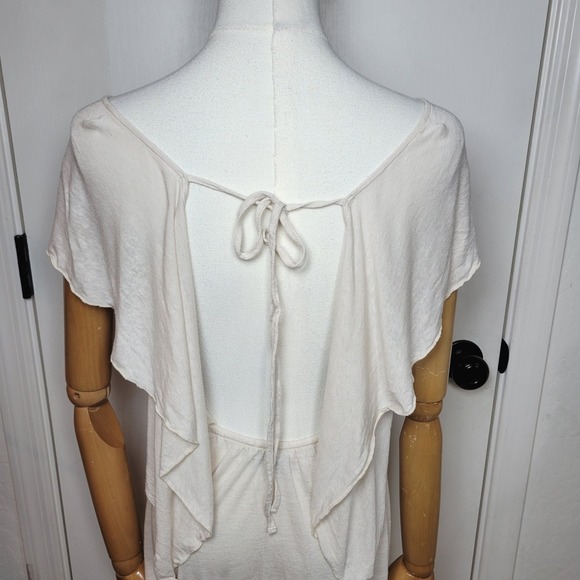 Free People Beach Linen Blend Mini Dress Size Small Flutter Back Detail Resort - Picture 9 of 11